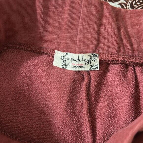 Free People S Babe I'm Yours Slim Fit Knit Cotton Flares Dried Currant Wine - Picture 12 of 13